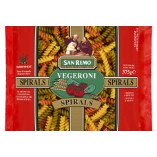 SAN REMO VEGE. SPIRALS PASTA 375G