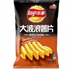 LAY'S GRILLED PORK FLAVOR CHIPS 70G 乐事碳烤五花肉味大波浪薯片